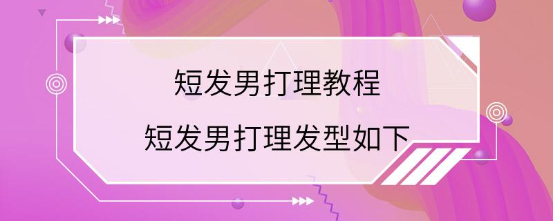 短发男打理教程 短发男打理发型如下