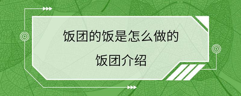 饭团的饭是怎么做的 饭团介绍