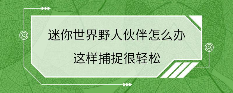 迷你世界野人伙伴怎么办 这样捕捉很轻松