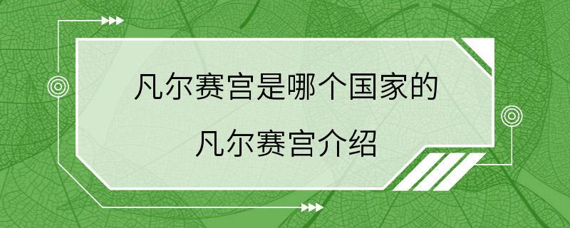 凡尔赛宫是哪个国家的 凡尔赛宫介绍