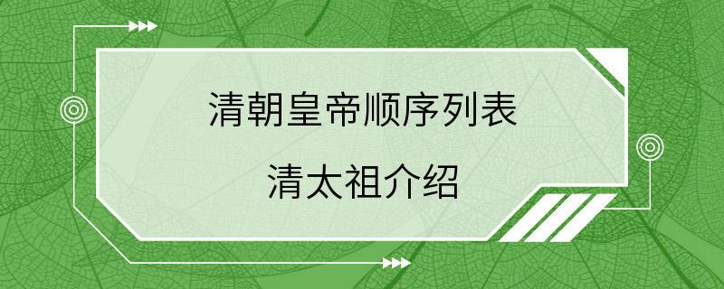 清朝皇帝顺序列表 清太祖介绍