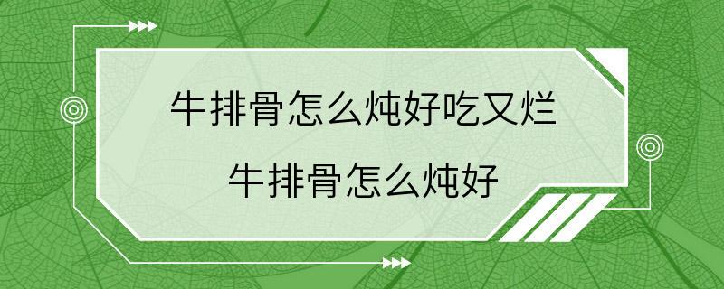 牛排骨怎么炖好吃又烂 牛排骨怎么炖好