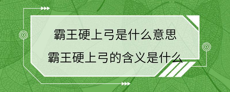 霸王硬上弓是什么意思 霸王硬上弓的含义是什么