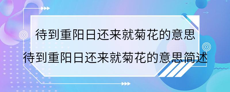 待到重阳日还来就菊花的意思 待到重阳日还来就菊花的意思简述