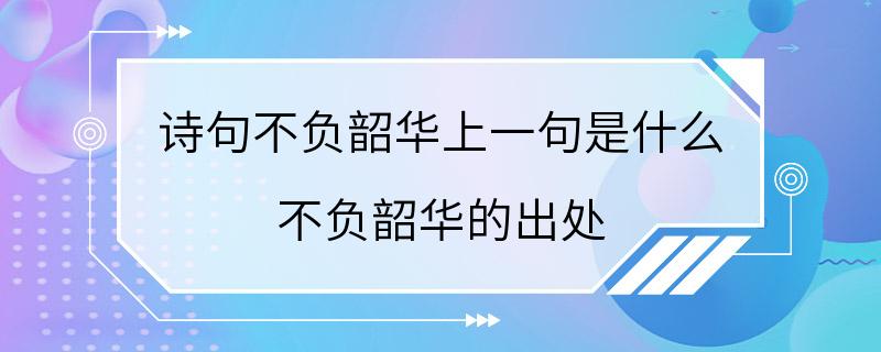 诗句不负韶华上一句是什么 不负韶华的出处