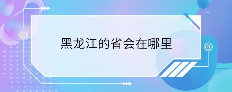 黑龙江的省会在哪里