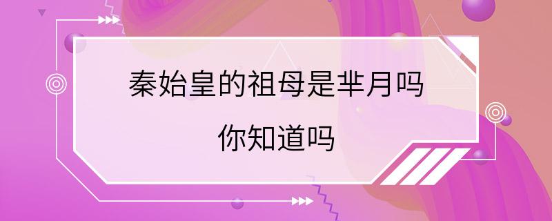 秦始皇的祖母是芈月吗 你知道吗