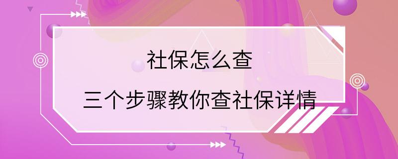 社保怎么查 三个步骤教你查社保详情