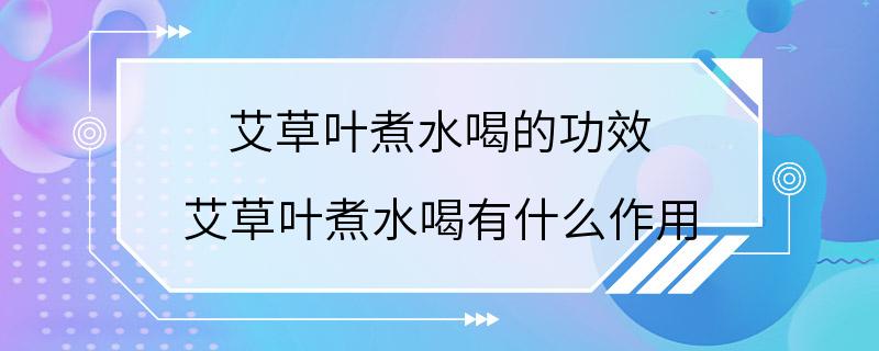 艾草叶煮水喝的功效 艾草叶煮水喝有什么作用