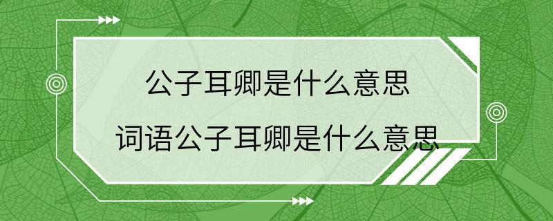 公子耳卿是什么意思 词语公子耳卿是什么意思