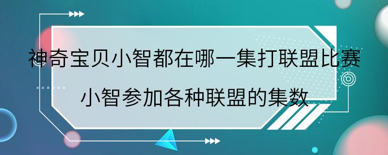 神奇宝贝小智都在哪一集打联盟比赛 小智参加各种联盟的集数