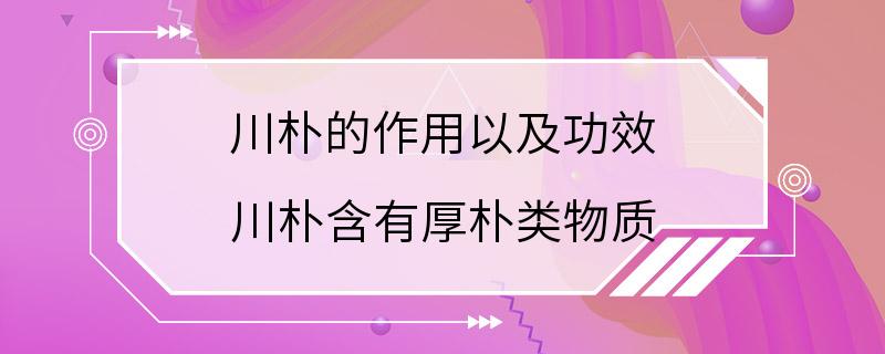 川朴的作用以及功效 川朴含有厚朴类物质