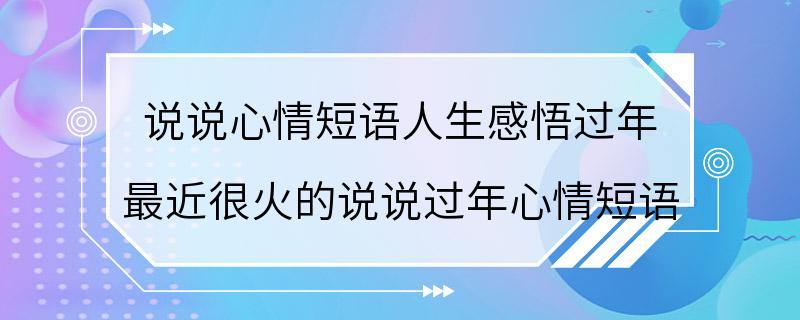 说说心情短语人生感悟过年 最近很火的说说过年心情短语