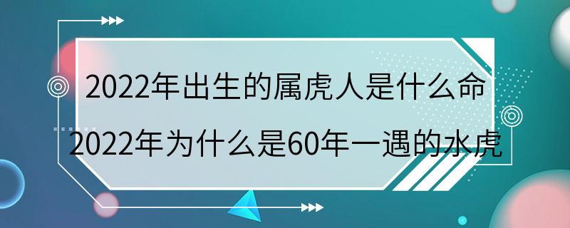 2022年出生的属虎人是什么命 2022年为什么是60年一遇的水虎