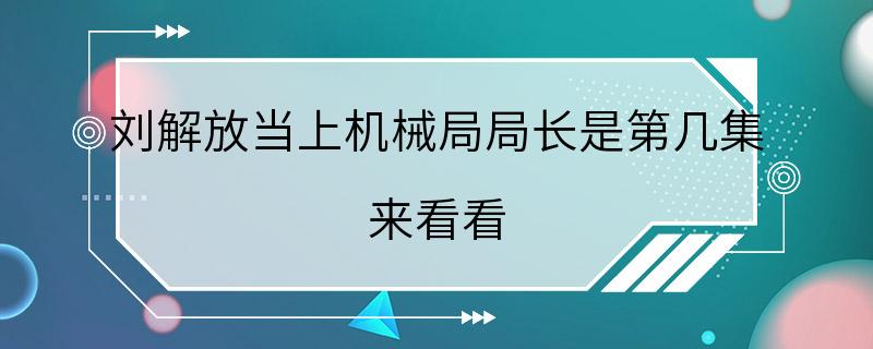 刘解放当上机械局局长是第几集 来看看