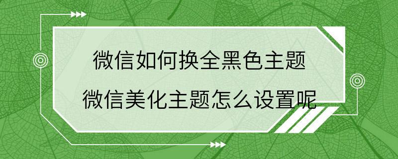 微信如何换全黑色主题 微信美化主题怎么设置呢