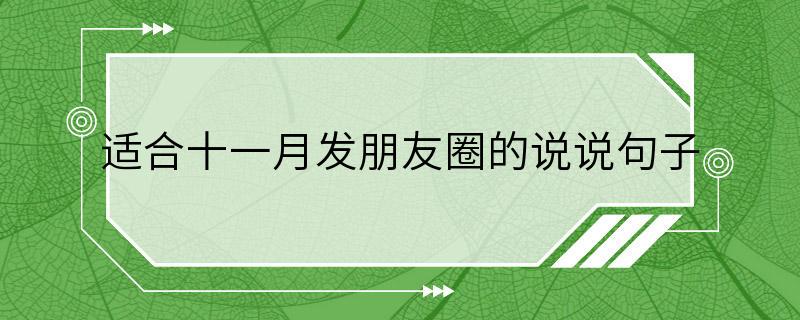 适合十一月发朋友圈的说说句子