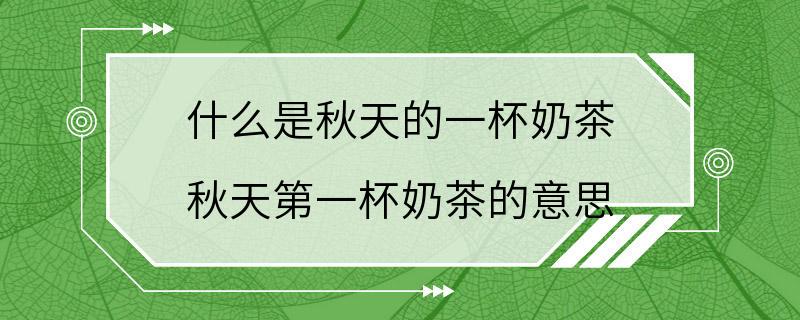 什么是秋天的一杯奶茶 秋天第一杯奶茶的意思