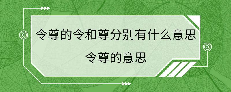 令尊的令和尊分别有什么意思 令尊的意思