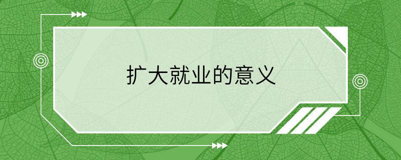 扩大就业的意义