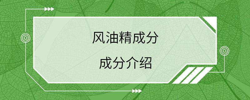 风油精成分 成分介绍