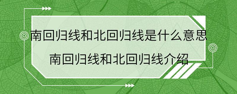 南回归线和北回归线是什么意思 南回归线和北回归线介绍