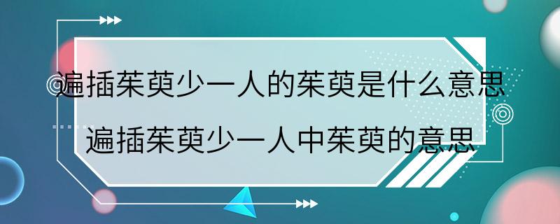 遍插茱萸少一人的茱萸是什么意思 遍插茱萸少一人中茱萸的意思