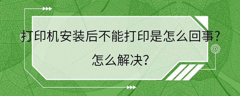 打印机安装后不能打印是怎么回事? 怎么解决？