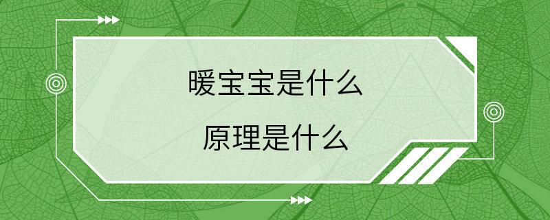 暖宝宝是什么 原理是什么