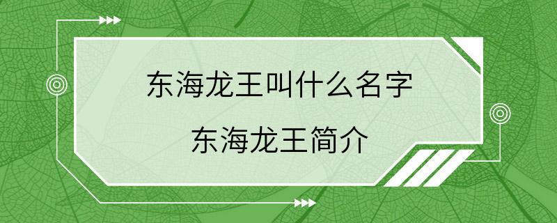 东海龙王叫什么名字 东海龙王简介