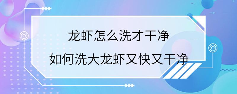 龙虾怎么洗才干净 如何洗大龙虾又快又干净