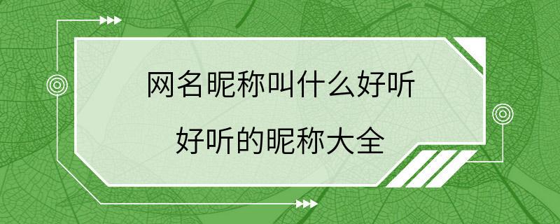 网名昵称叫什么好听 好听的昵称大全