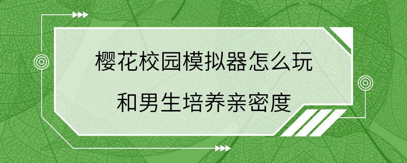 樱花校园模拟器怎么玩 和男生培养亲密度