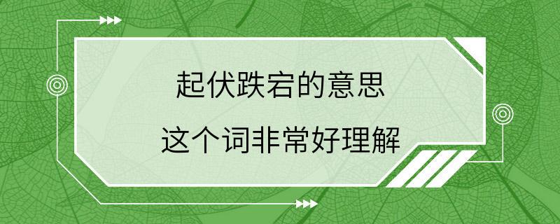 起伏跌宕的意思 这个词非常好理解