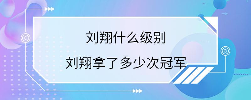 刘翔什么级别 刘翔拿了多少次冠军