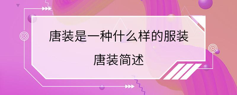 唐装是一种什么样的服装 唐装简述