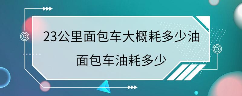 23公里面包车大概耗多少油 面包车油耗多少