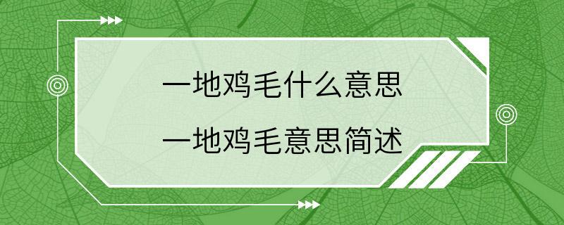 一地鸡毛什么意思 一地鸡毛意思简述