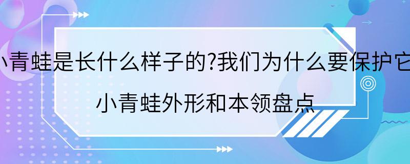 小青蛙是长什么样子的?我们为什么要保护它? 小青蛙外形和本领盘点