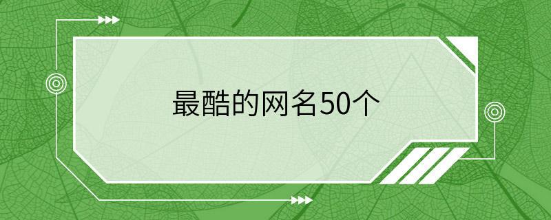 最酷的网名50个