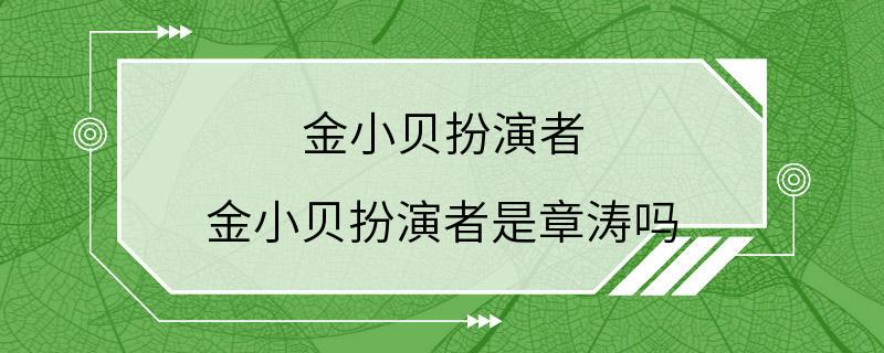 金小贝扮演者 金小贝扮演者是章涛吗