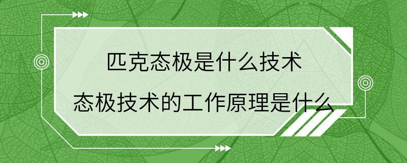 匹克态极是什么技术 态极技术的工作原理是什么