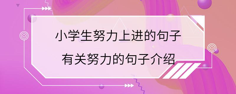 小学生努力上进的句子 有关努力的句子介绍