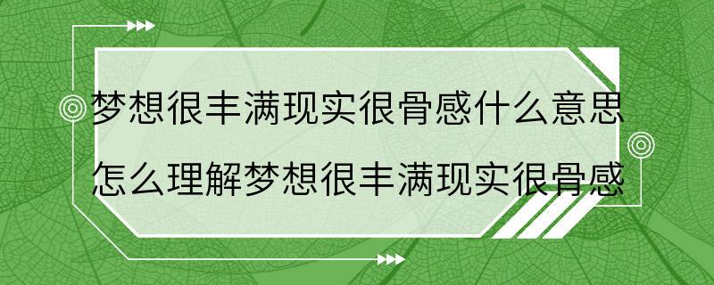 梦想很丰满现实很骨感什么意思 怎么理解梦想很丰满现实很骨感