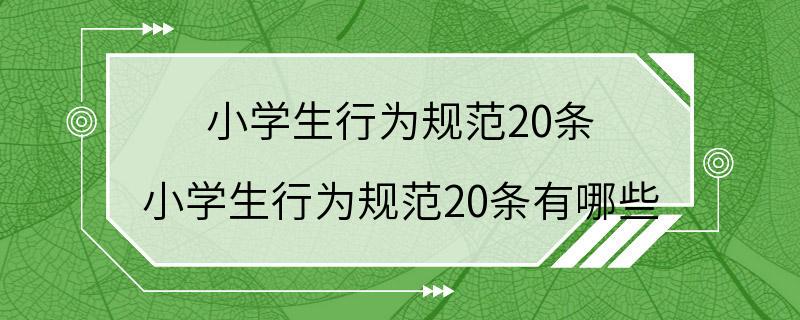 小学生行为规范20条 小学生行为规范20条有哪些