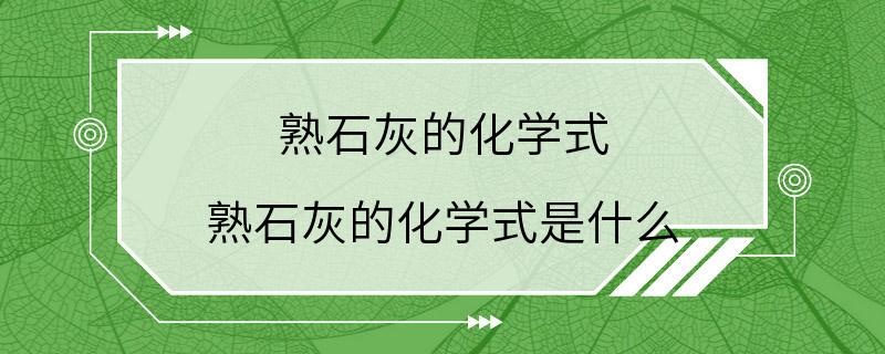 熟石灰的化学式 熟石灰的化学式是什么