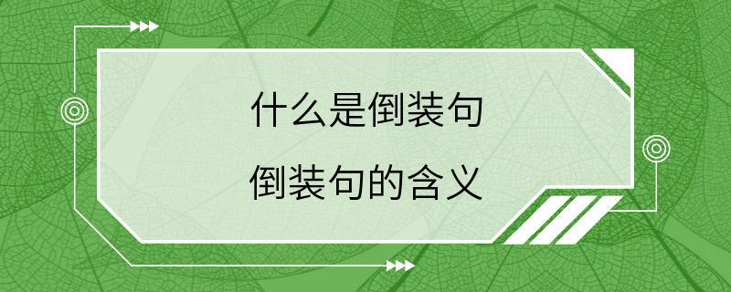 什么是倒装句 倒装句的含义