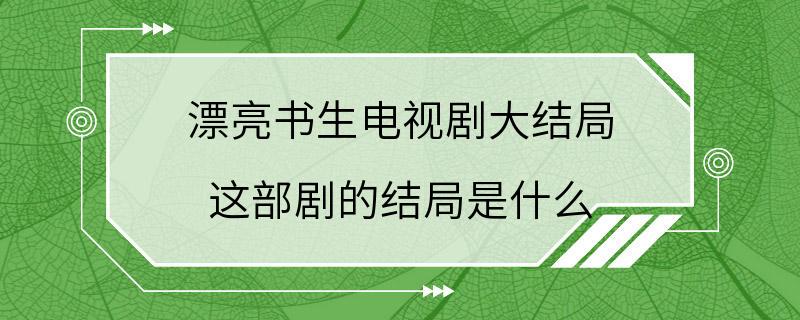 漂亮书生电视剧大结局 这部剧的结局是什么