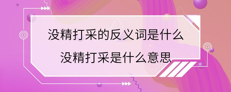 没精打采的反义词是什么 没精打采是什么意思