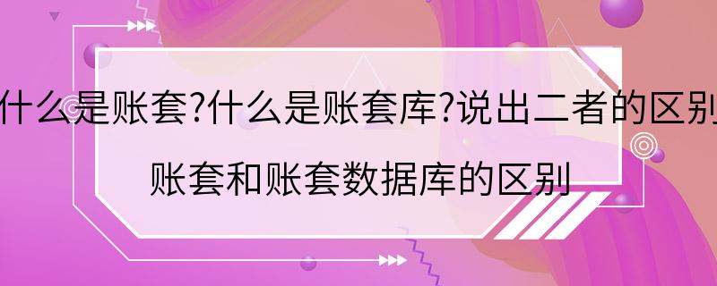 什么是账套?什么是账套库?说出二者的区别 账套和账套数据库的区别